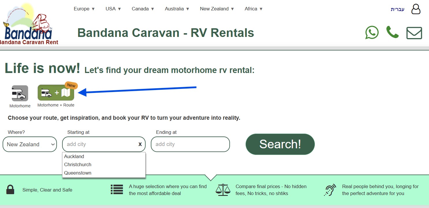 rent a Motorhome trip planner for  in 